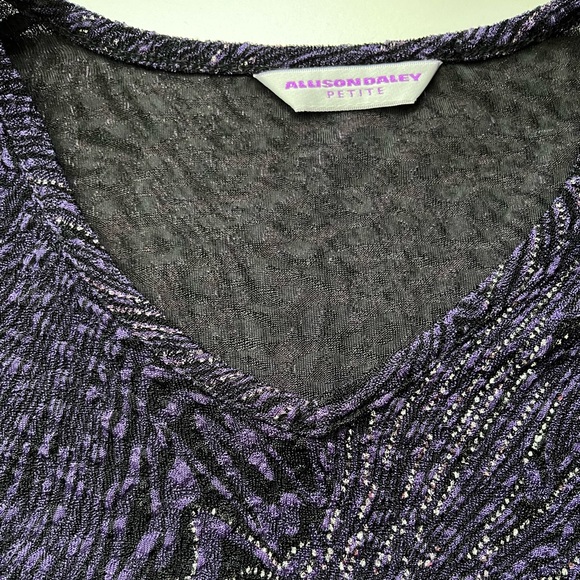 Allison Daley Black Purple Blouse Petite L - Picture 13 of 16